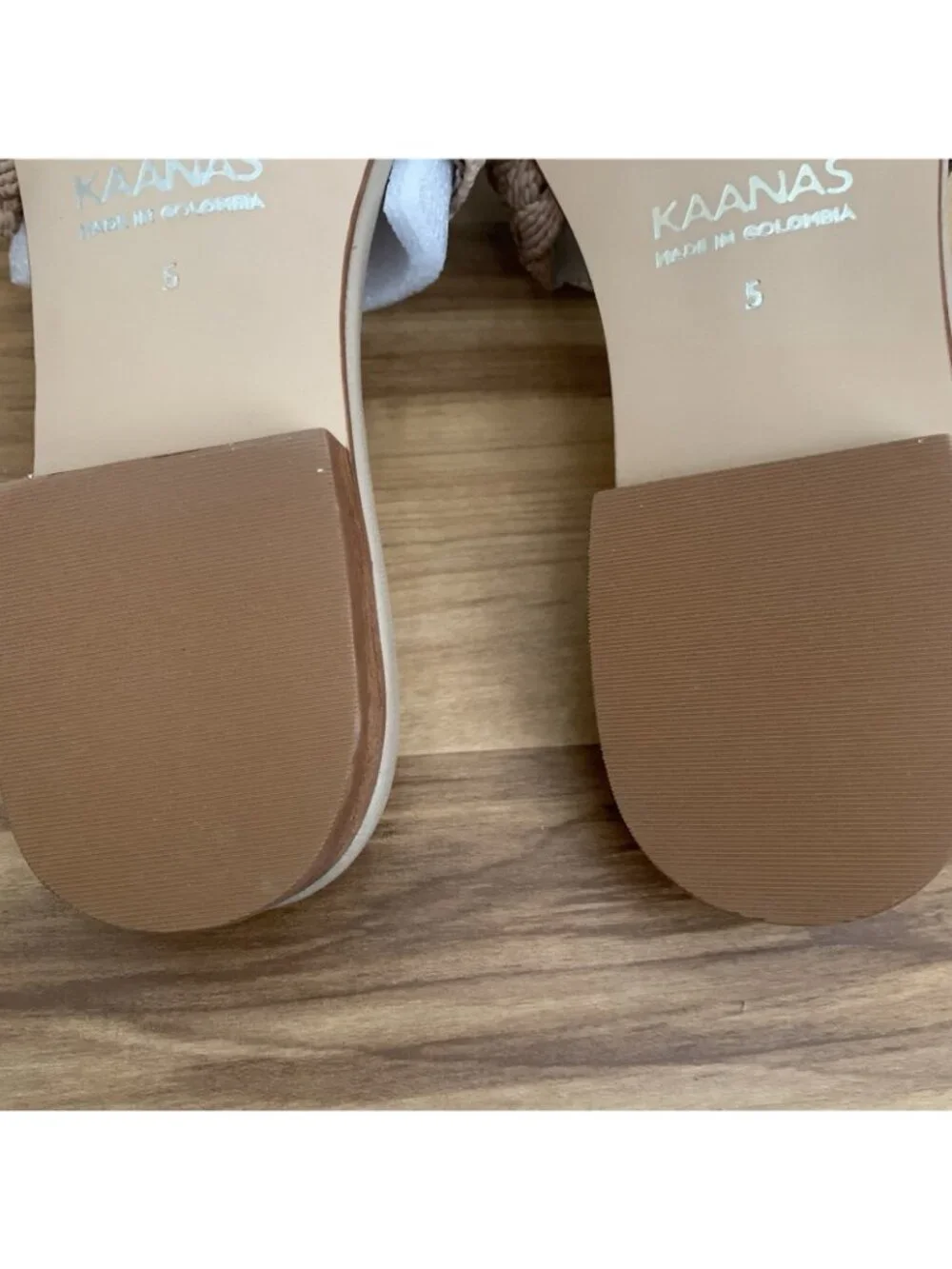Kaanas Papagayo Sandal Camel Beige 5M NIB Beach Braided Casual Slip On